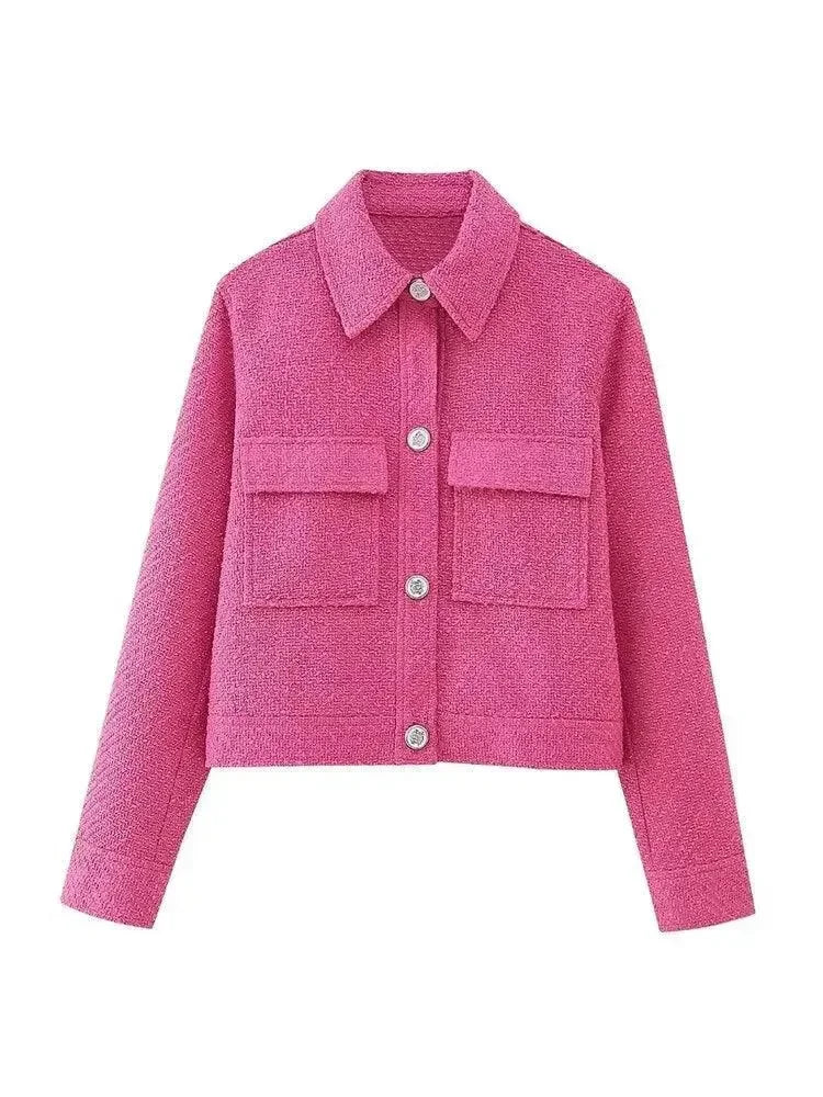 Stylish Women's Short Tweed Jacket Vintage Look