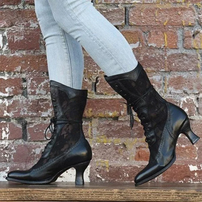 Stylische Damen Stiefeletten Retro Look - IdealeKleiden