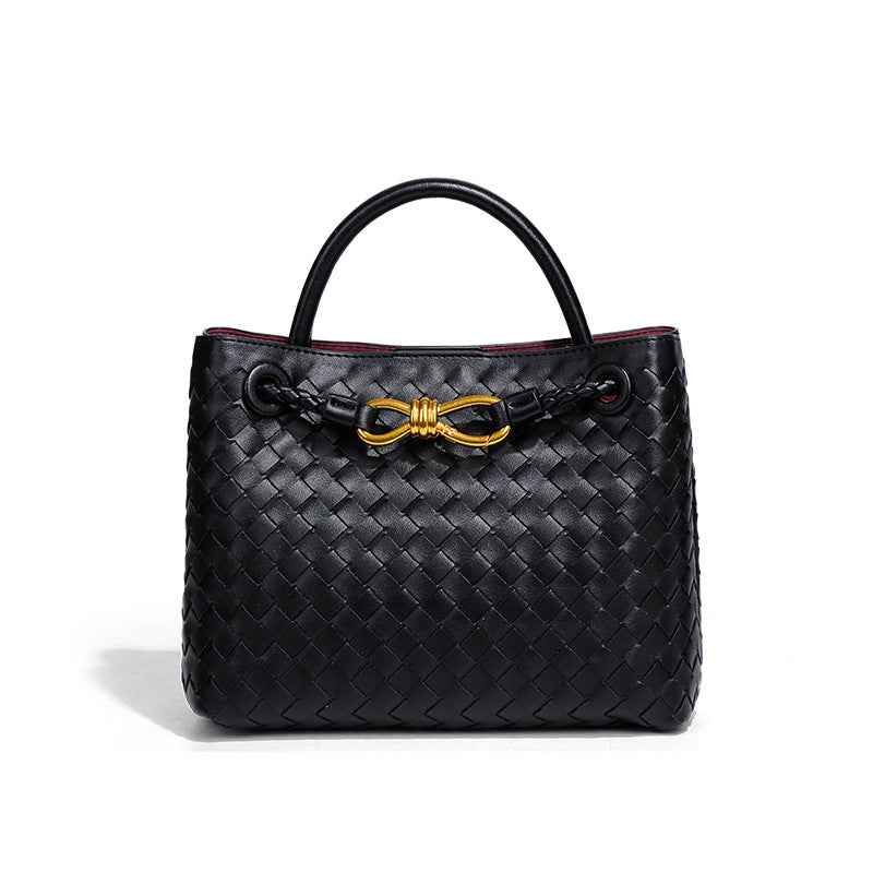 Braided Shopping Bag Elegant Gold Accent