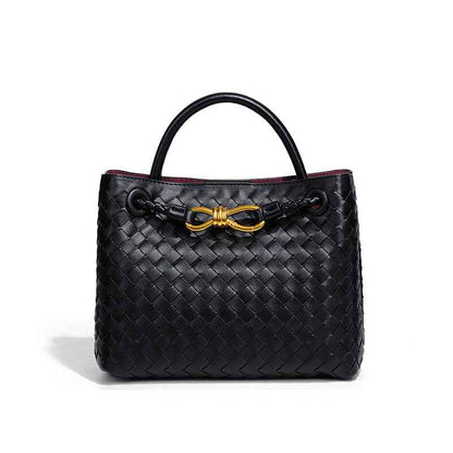 Braided Shopping Bag Elegant Gold Accent