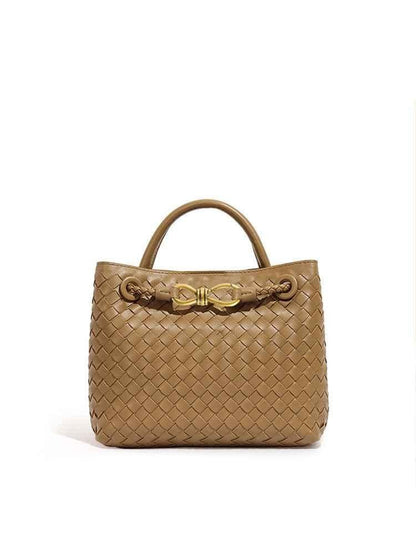 Braided Shopping Bag Elegant Gold Accent