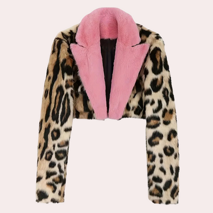 Elegant Women's Leopard Print Fur Coat Winter