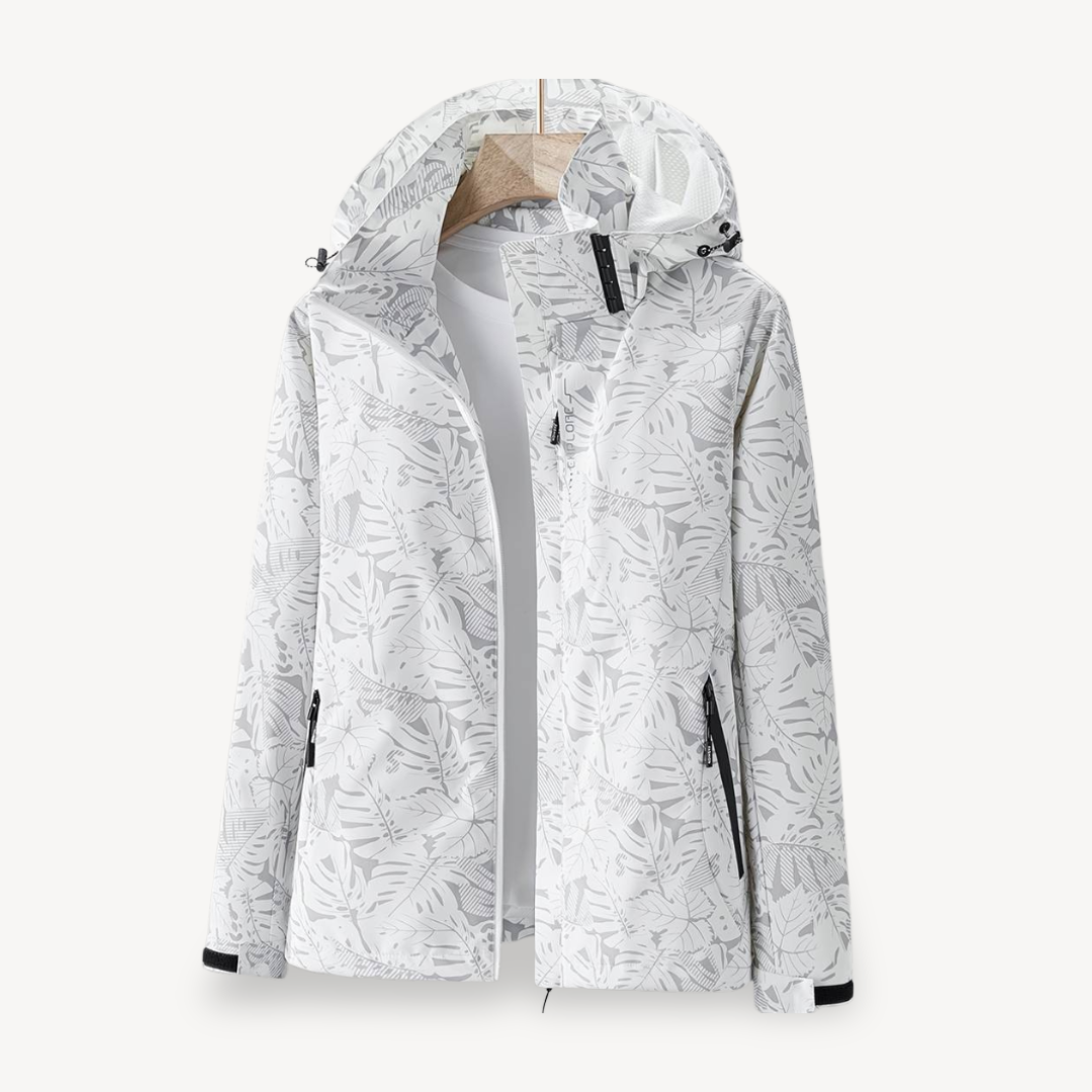 Waterproof Rain Jacket for Women - Leaf Pattern