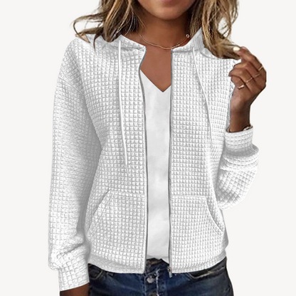 Women's Waffle Knit Zip-Up Hoodie