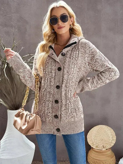 Comfortable Hooded Cardigan Casual Look