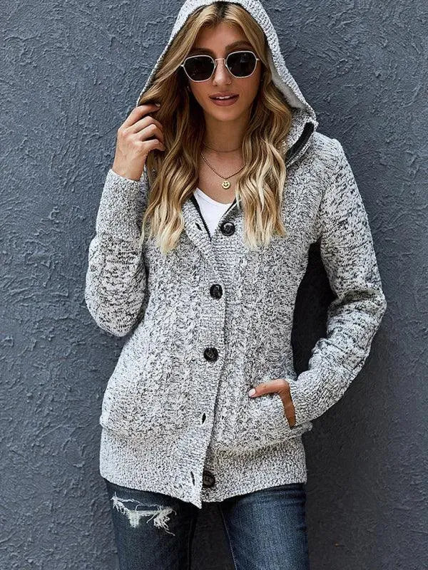 Comfortable Hooded Cardigan Casual Look