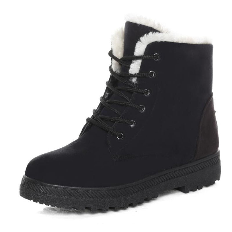Warm gefütterte Damen Winterstiefel Schnürschuhe