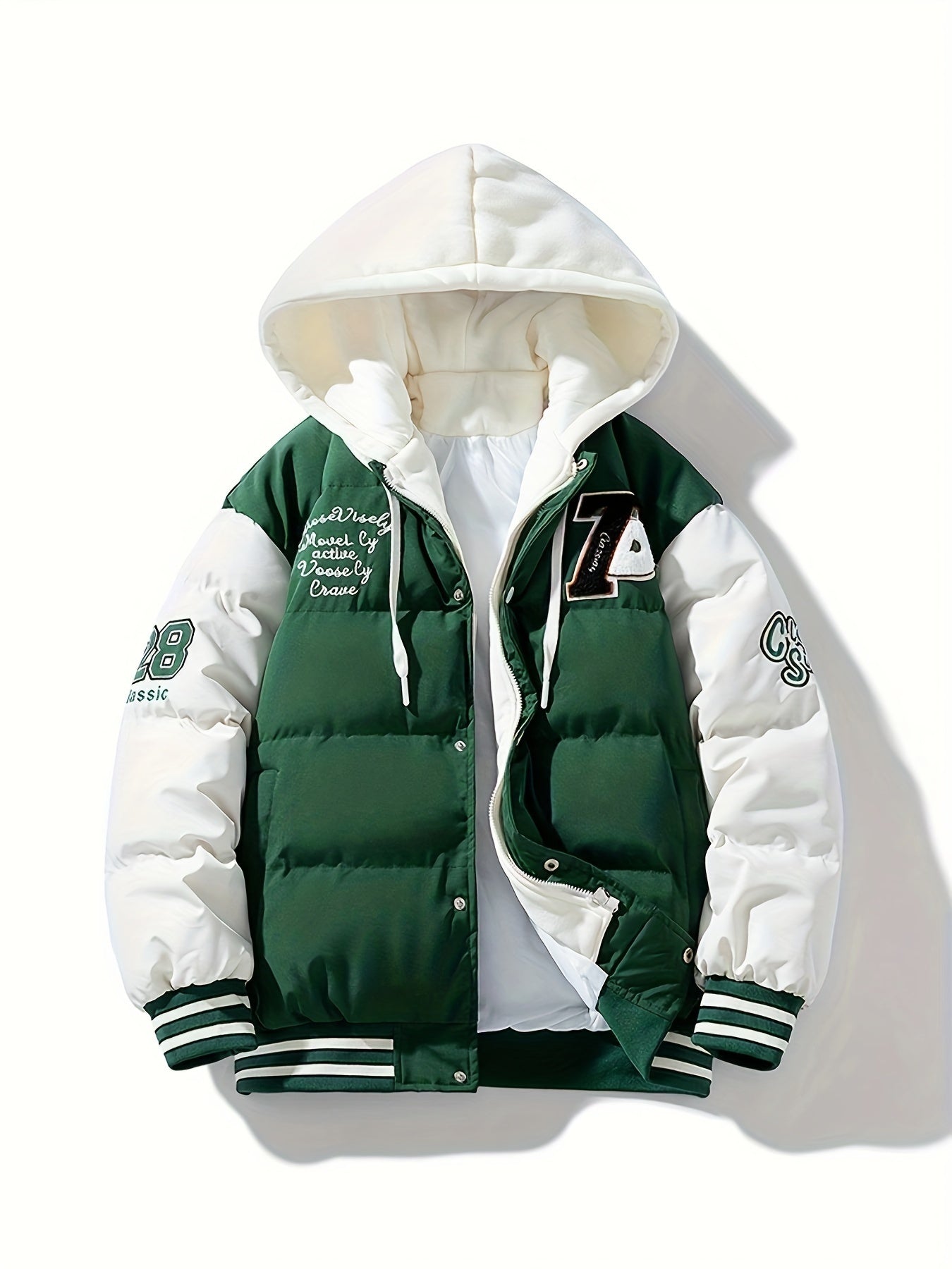 Herren Pufferjacke Warm Isoliert Kapuze
