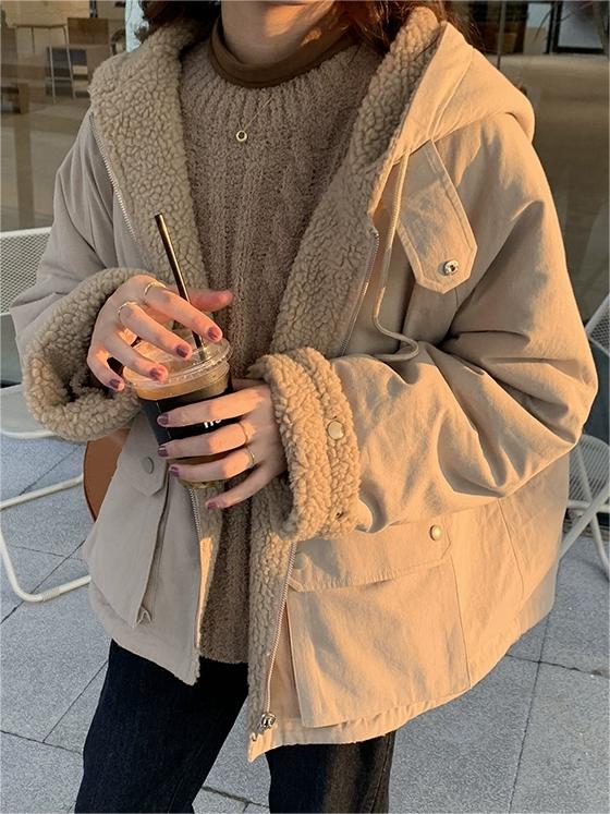 Women's Fleece Jacket Oversized Hood Warm