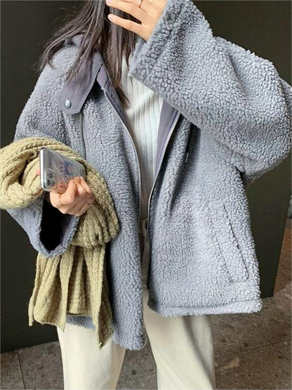 Damen Fleecejacke Oversized Kapuze Warm - IdealeKleiden