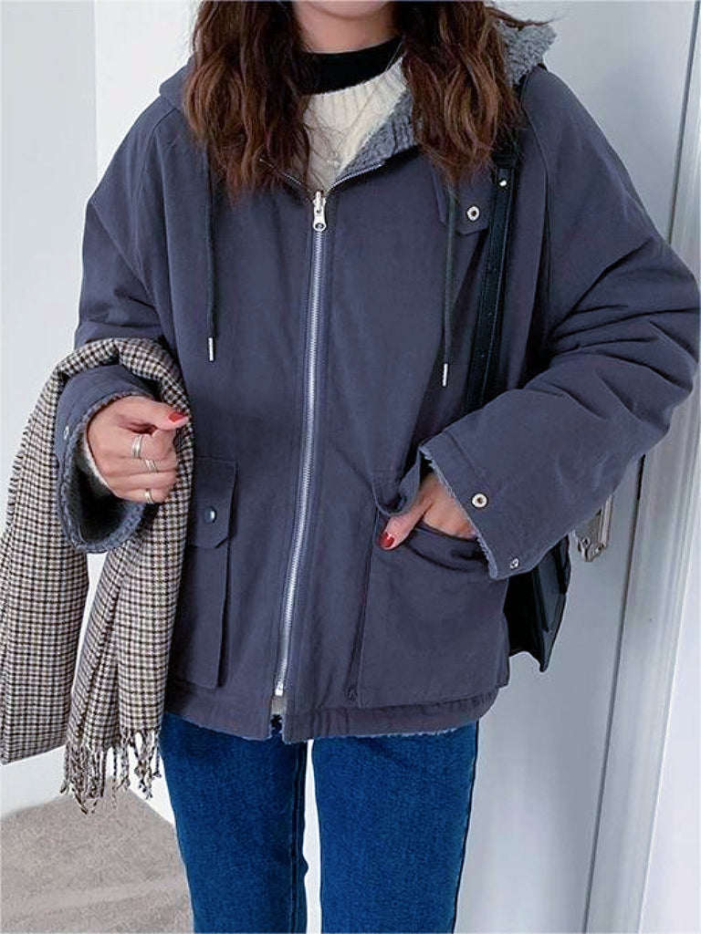 Women's Fleece Jacket Oversized Hood Warm