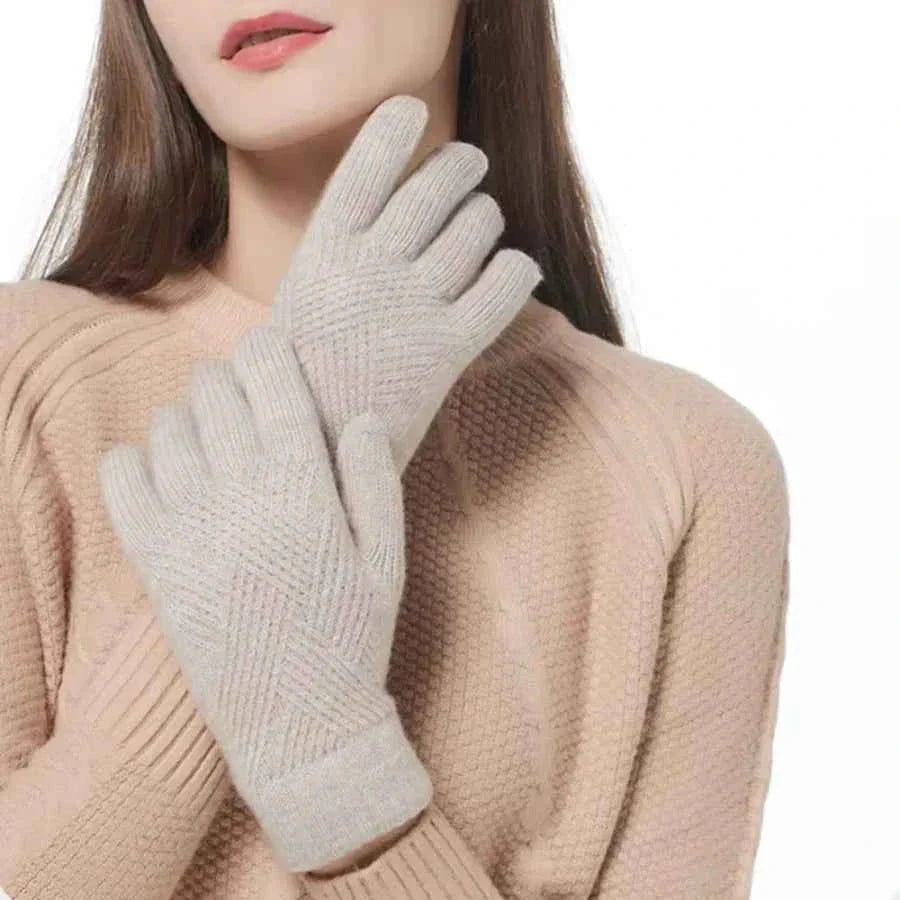 Soft Knitted Gloves Women Winter