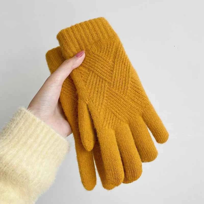 Soft Knitted Gloves Women Winter