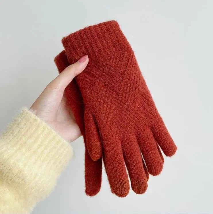 Soft Knitted Gloves Women Winter