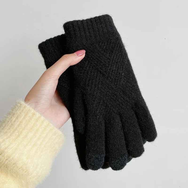 Soft Knitted Gloves Women Winter