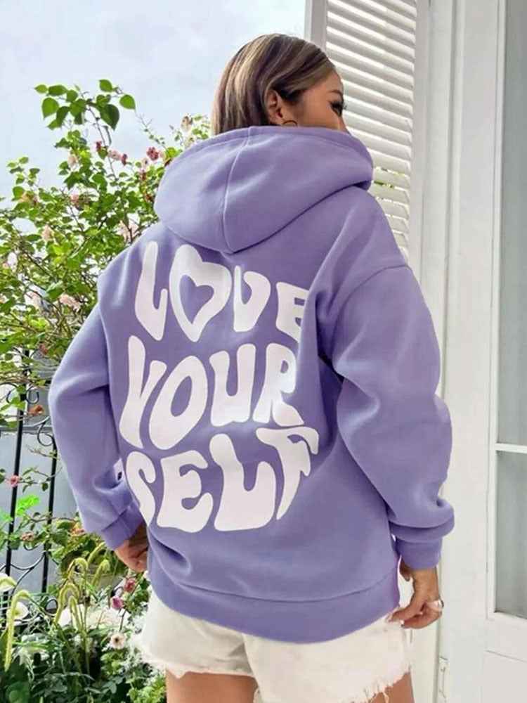 Women's Hoodie White Trendy Print