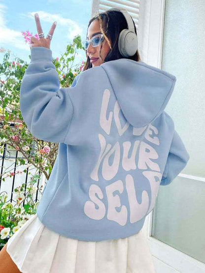 Women's Hoodie White Trendy Print