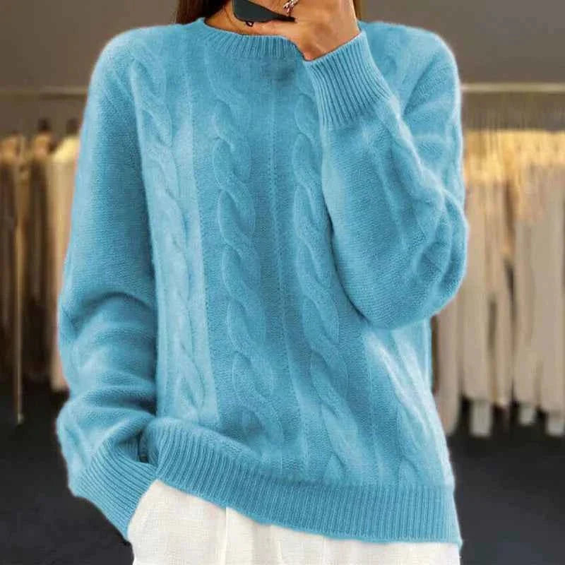 Large Sweater Cable Knit Modern Style