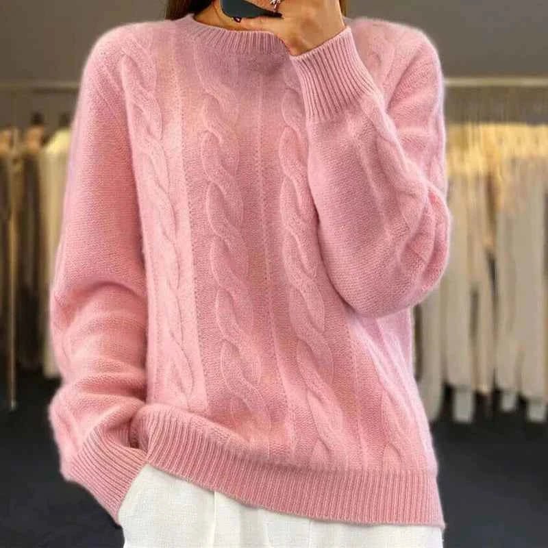 Large Sweater Cable Knit Modern Style