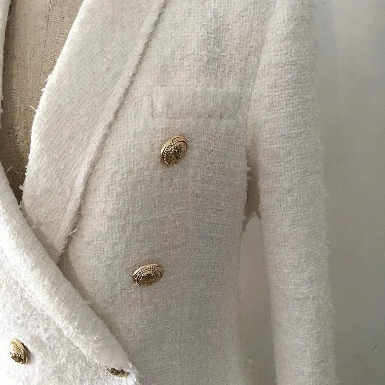 Eleganter Damen Blazer Weiß Tweed - IdealeKleiden