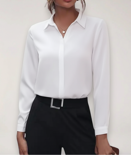 Damen Bluse Büro Modern Knopfdesign - IdealeKleiden