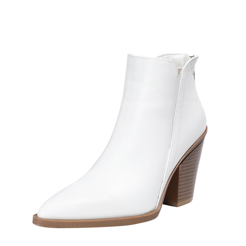 Stylish ankle boots Pointed toe Block heel