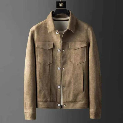 Men's Modern Leather Jacket Suede Design