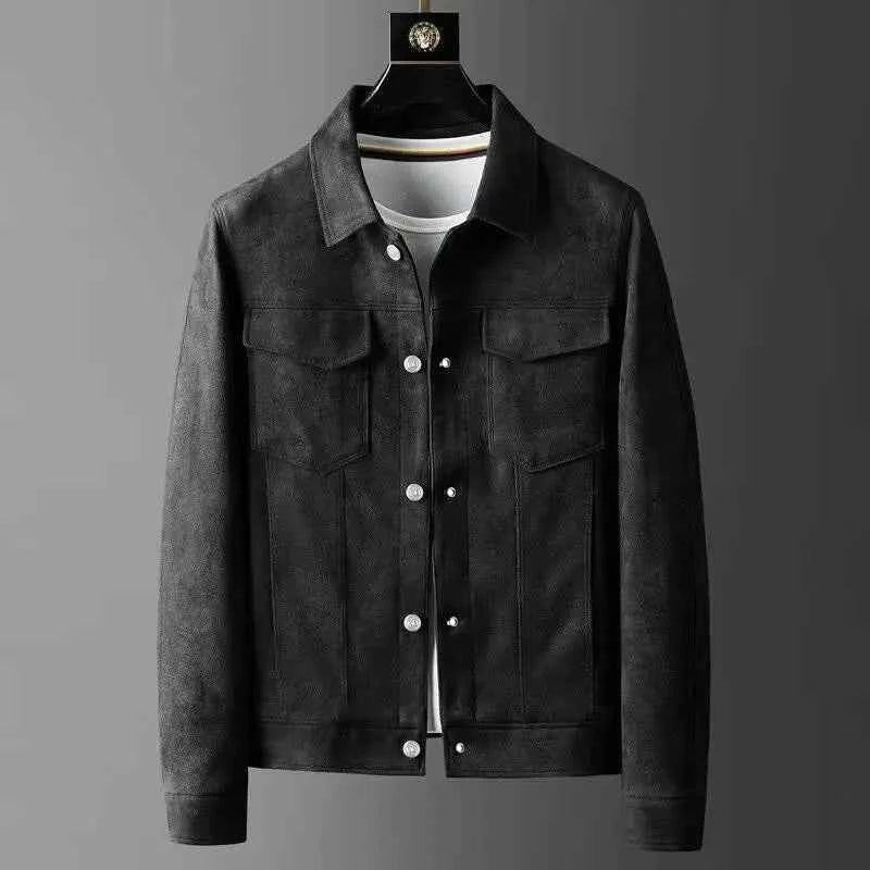Men's Modern Leather Jacket Suede Design