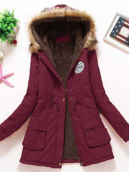 Chic Slim-Fit Parka with Hood for Women