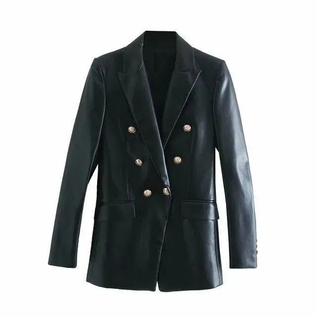 Elegant Women's Leather Jacket Winter Black