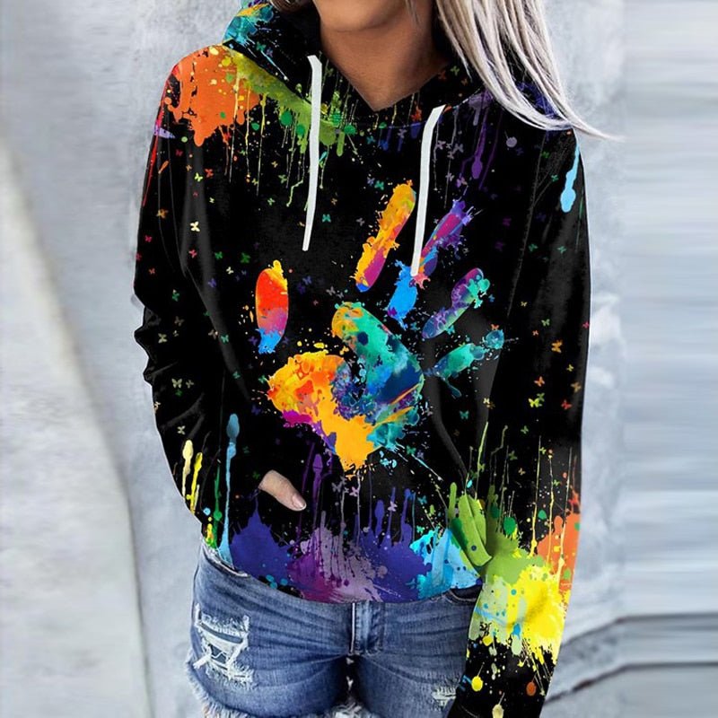 Künstlerische Hoodie Mit Tasche Großzügig Weich - IdealeKleiden