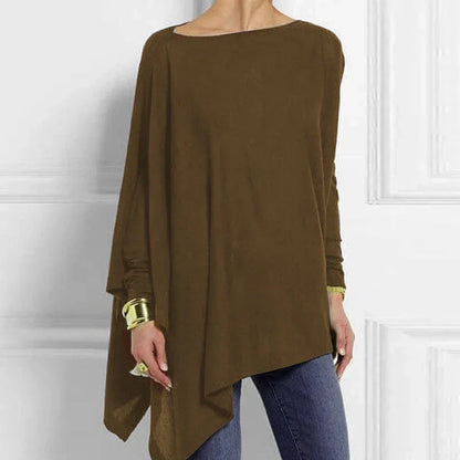 Wide Tunic Oversized Knit Long Sleeves Asymmetrical
