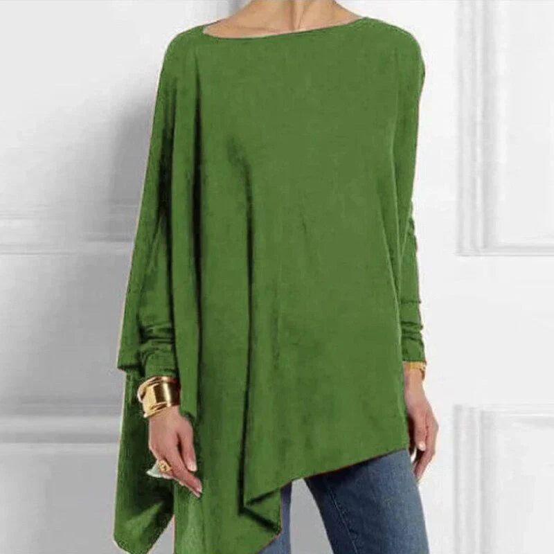 Wide Tunic Oversized Knit Long Sleeves Asymmetrical
