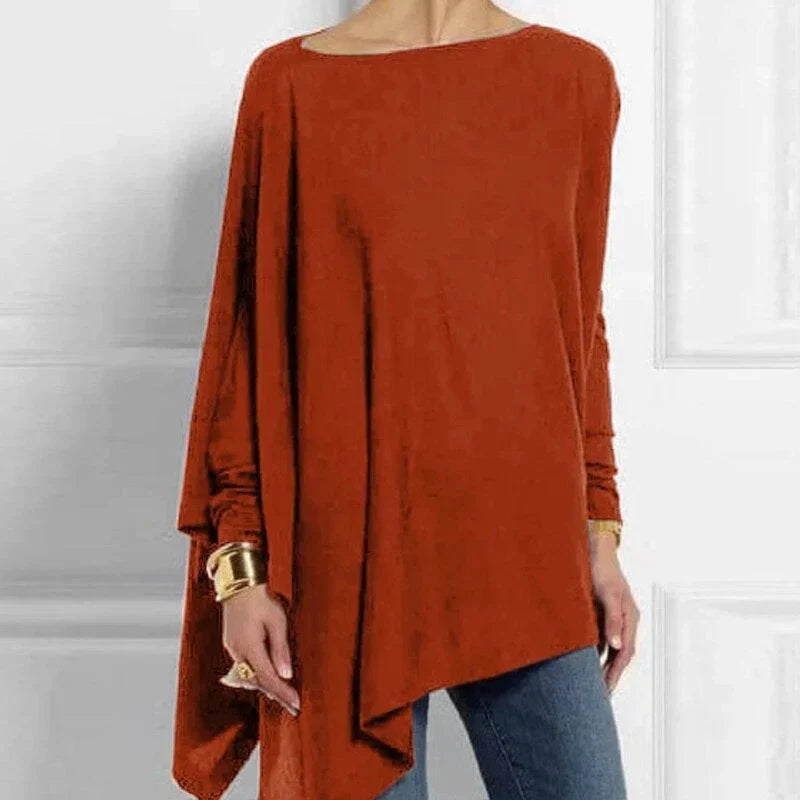 Wide Tunic Oversized Knit Long Sleeves Asymmetrical