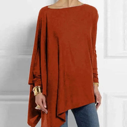 Wide Tunic Oversized Knit Long Sleeves Asymmetrical