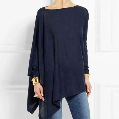 Wide Tunic Oversized Knit Long Sleeves Asymmetrical