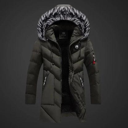 Men's Quilted Coat Warm Hood Waterproof