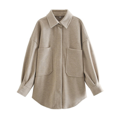 Übergangsjacke Damen Großtaschen Oversized Trend - IdealeKleiden
