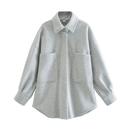 Transitional jacket women large pockets oversized trend