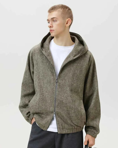 Men's Winter Jacket Hooded Parka Wool Blend