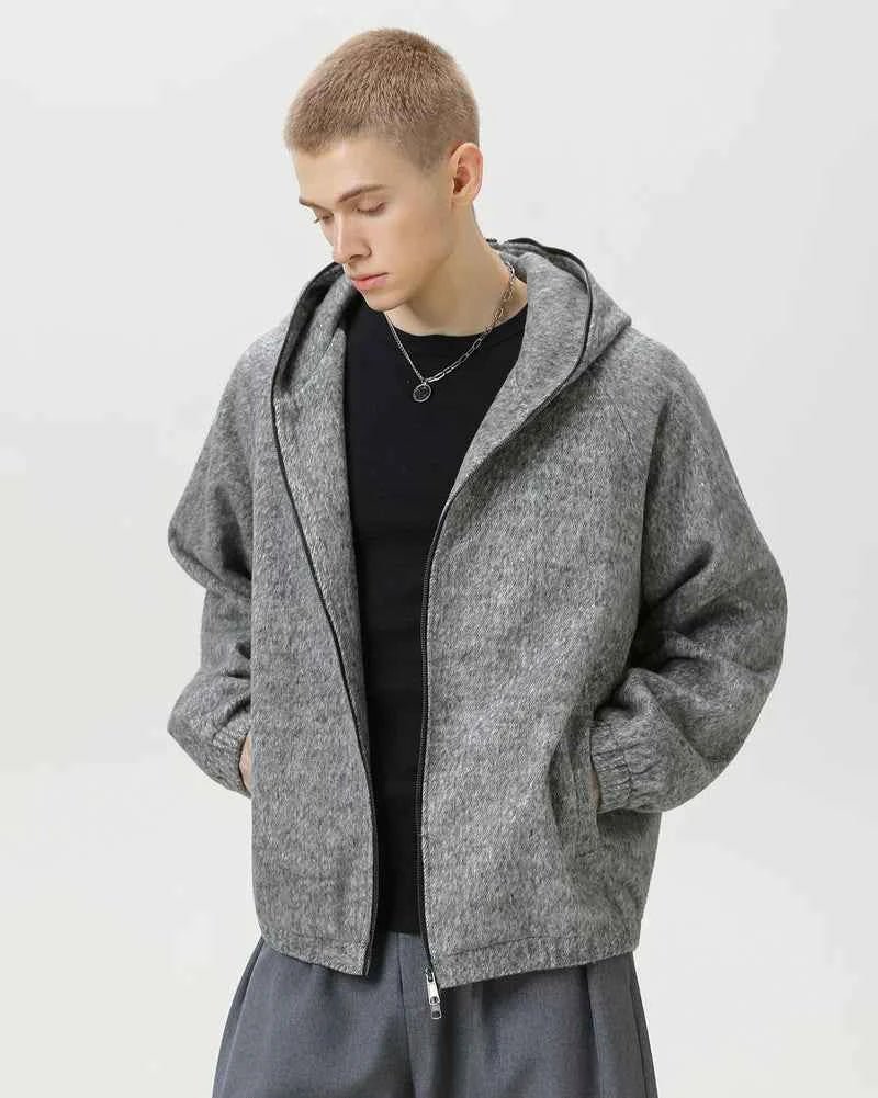 Herren Winterjacke Kapuzenparka Wollmix - IdealeKleiden