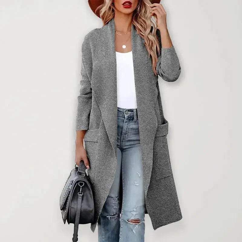 Elegant Women's Long Wool Coat Slim-Fit
