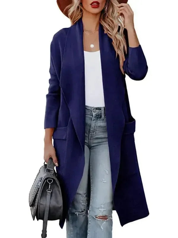 Elegant Women's Long Wool Coat Slim-Fit