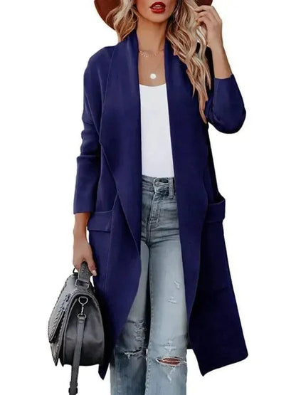 Elegant Women's Long Wool Coat Slim-Fit
