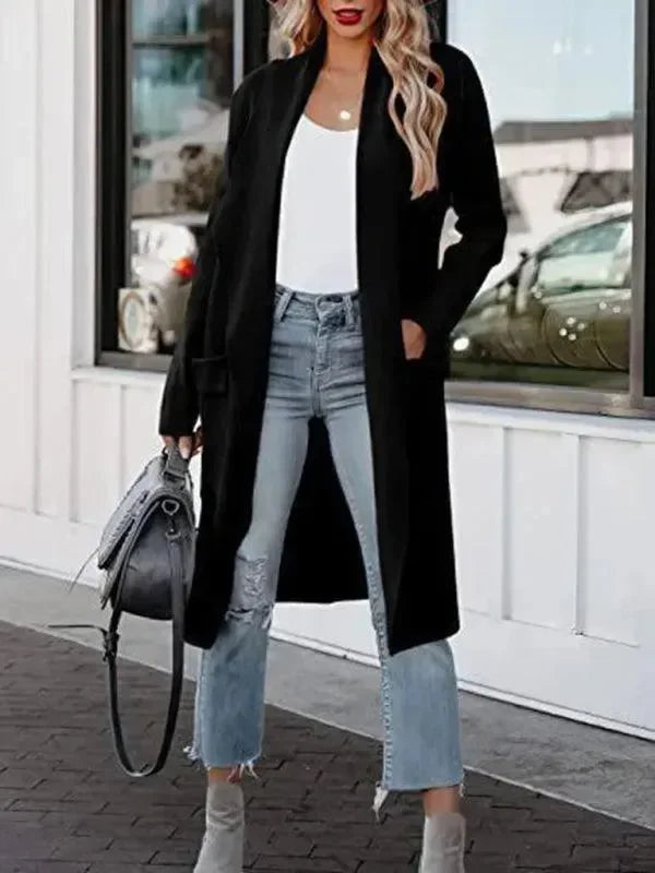 Elegant Women's Long Wool Coat Slim-Fit