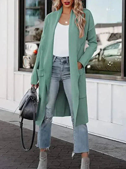 Elegant Women's Long Wool Coat Slim-Fit