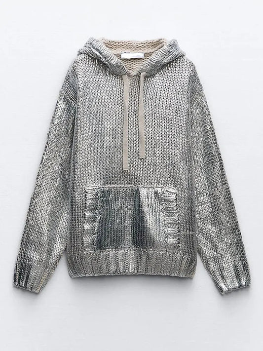 Glamour Damen Pullover Metallic Effekt - IdealeKleiden