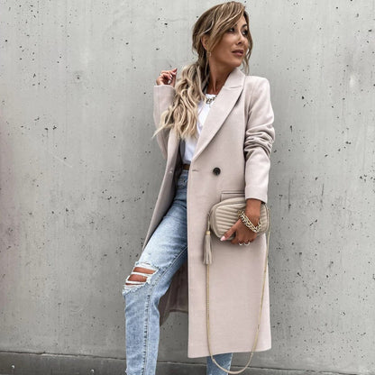 Women's Long Coat Wool Blend Classic Elegant Design