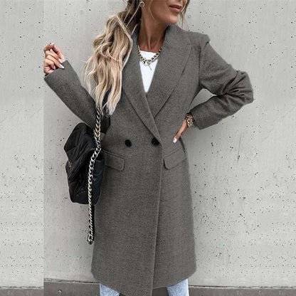 Longline Fitted Wool Blend Coat for Women