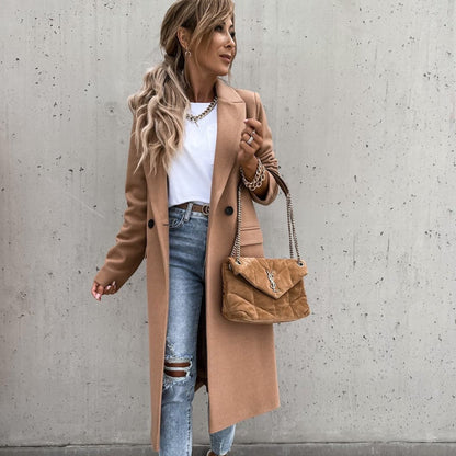 Women's Long Coat Wool Blend Classic Elegant Design